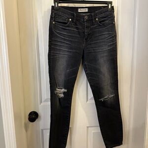 Madewell Black Skinny Jeans with Distressed Knees